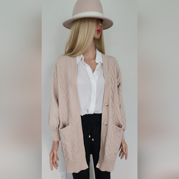 SEVEN WONDERS SWEATER KNITTED BUTTON SIDE POCKET SHORT CARDIGAN MEDIUM - Picture 1 of 14